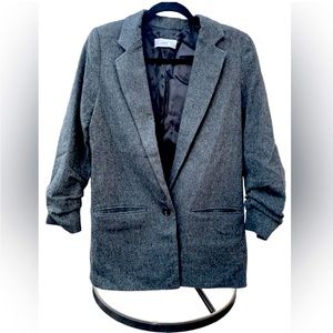 Mango Charcoal Gray Wool Blazer Jacket XS
